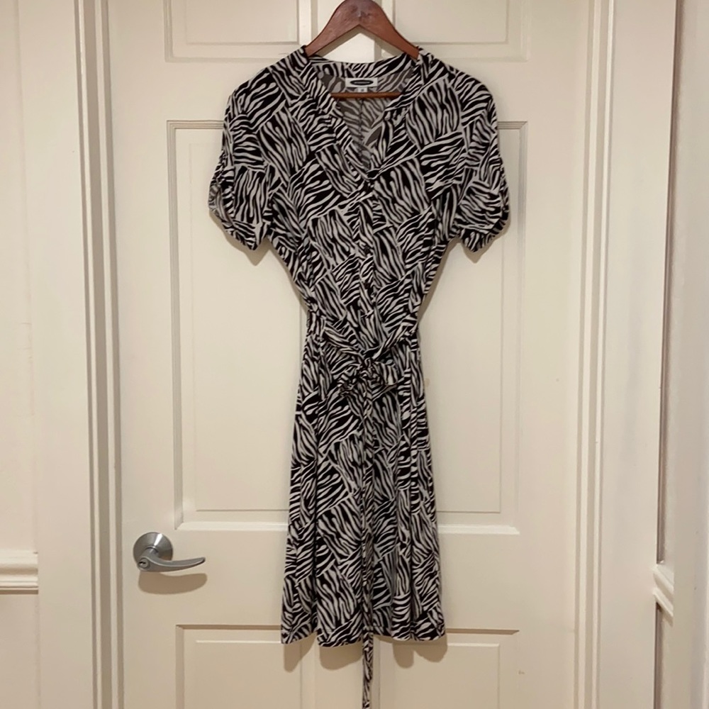 Zebra Print Short Sleeve A-line Dress